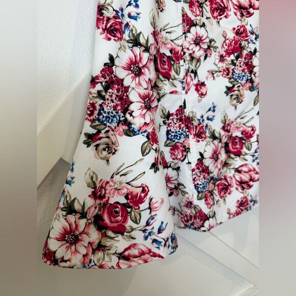 White House Black Market Pink Floral Size Zip Flared Skirt Size 10 - Picture 4 of 9